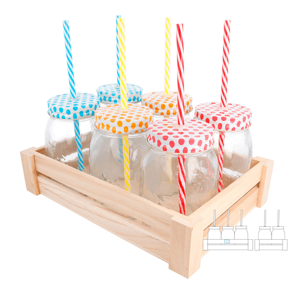 Set of 6 Straw Vase with Crystal Clear Box